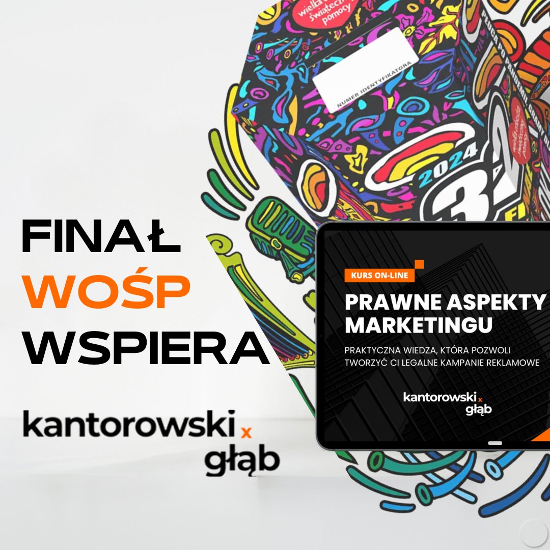 Wpłać co najmniej 50 zł 💵 do tej puszki 🛢WOŚP ➡️ bit.ly/3tl9Ynk , poinformuj nas o tym mailowo📧 biuro@kancelariakantorowski.pl, a my damy Ci dostęp do kursu Prawne aspekty marketingu ➡️ bit.ly/3TQWlXV za darmo