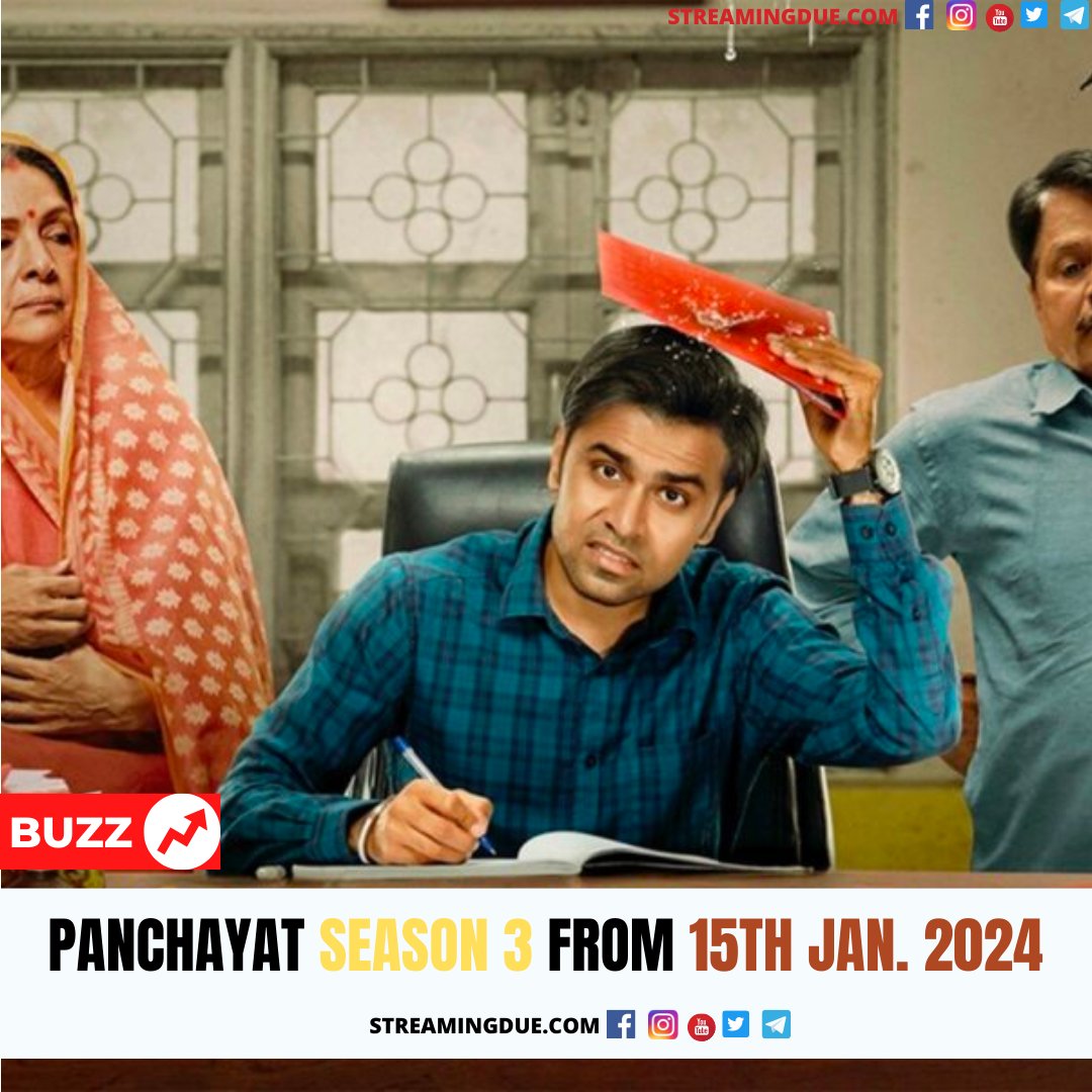 Chances Are High That #Panchayat3 Will Release On @primevideo from 15th Jan. 2024.

#Panchayatseason3 #panchayats3

#OTTupdates #News #streamingdue