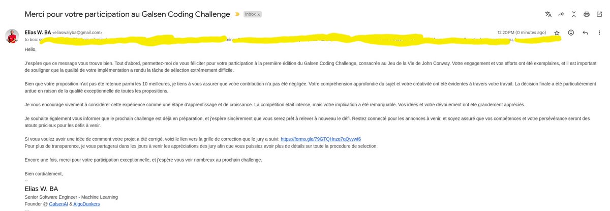 eliaswalyba's tweet photo. Félicitations aux finalistes du challenge ! À tous ceux qui n'ont pas été sélectionnés, vos contributions exceptionnelles ont rendu la décision difficile. Rendez-vous ce soir pour découvrir les trois lauréats. 🏆 #GalsenCodingChallenge https://t.co/zjoWUb6gbI