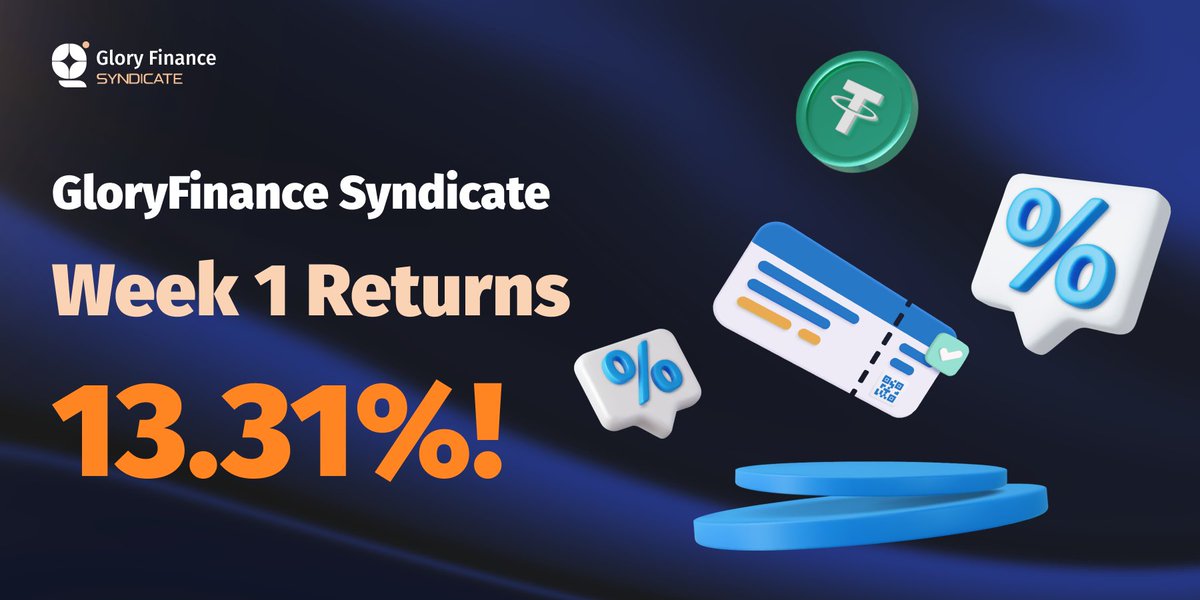 🚀 Breaking: #GloryFinance Syndicate Hits 13.31% Yield in 1st Week! 🌟

Thrilled to announce a great start with <a href="/ua3art/">UA3art</a> !

Users can now claim their initial deposits plus 13.31% of yield! 🎉app.gloryfinance.io/invest/syndica…

📈 New Deposits for Week 2 will open around 3pm UTC! Stay tuned.