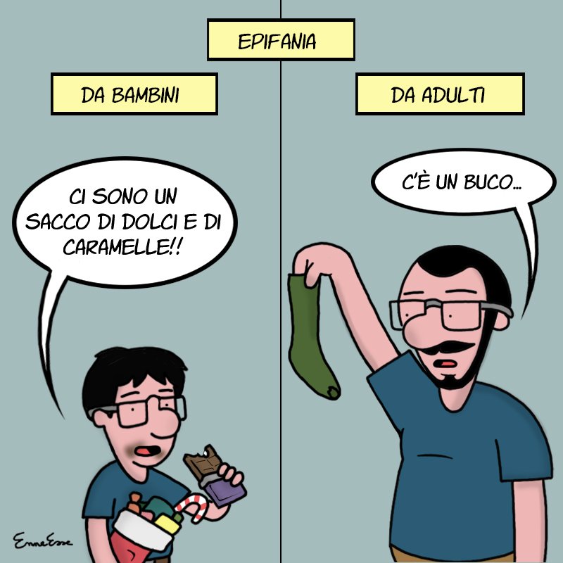 Enneesse3's tweet image. Epifania... 🧦

#epifania #epiphany #calza #soks #dolci #befana #gettingold #enneesse #vignette #webcomics #cartoon #ridere # nerd