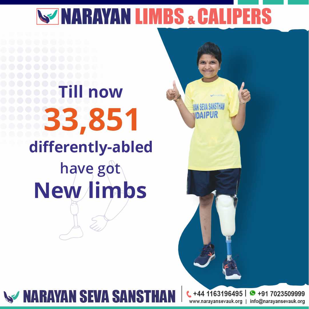 NarayanSevaUK's tweet image. "We've given 33,851 artificial limbs, helping people step into independence. Join us, empower more lives with this transformative gift."

#GiftOfMobility #TransformativeGiving #LimbsForLife #IndependenceJourney #EmpowermentThroughLimbs  #MobilityFreedom #ChangingLivesWithLimbs