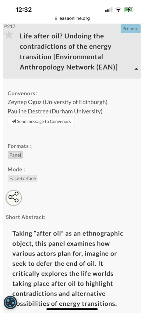 Dear #anthrotwitter and #energyhumanities folks, please consider submitting an abstract to our #EASA2024 Barcelona (Jul. 23-26) panel @PaulineDestree “Life after oil? Undoing the contradictions of the energy transition” (P217). Deadline is January 22! @EASAinfo 
@EthicsEnergy