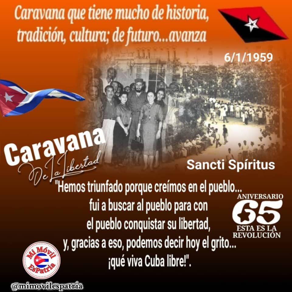 MindusIndustria's tweet photo. Recordamos hoy #6deEnero el paso de la Caravana de la Liberta por #SanctiSpiritus hace 65 años, marcando la llegada de la #Revolución con #FidelPorSiempre al frente. #IndustriasCuba @EloylvarezMart1 @DiazCanelB @Part https://t.co/0Rf80oQvGw
