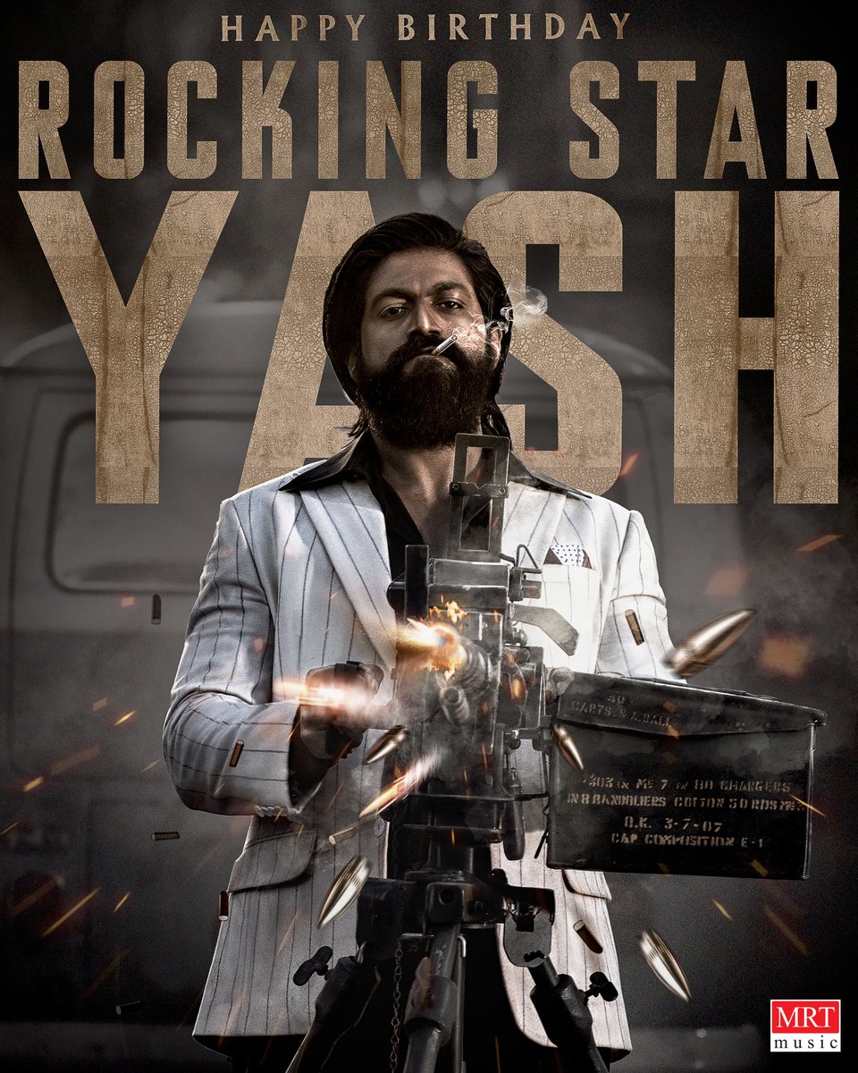Join us in Wishing to the actor who stole our hearts and redefined heroism, One &amp; Only  ROCKING STAR <a href="/TheNameIsYash/">Yash</a> a very Happy Birthday..!

#HBDRockingStarYash #HappyBirthdayYash #MRTMusic