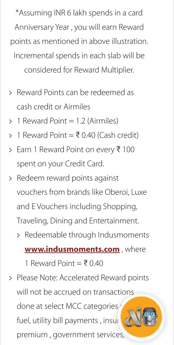 iSatishAgarwal's tweet photo. LTF Credit Cards Series 3 ✨

⚫Indusind Tiger Credit Card 💳

📌USP
🎥 1 assured Complimentary movie ticket upto ₹500 every 6 months
✈️International Airport Lounge: 2 per Year via PP
✈️Domestic Airport Lounge: 2 per Qtr (No spends reqd.)💥

📌Reward Slabs (per ₹100)
1️⃣1 RP on 0-1L
2️⃣2 RPs on >1L  to 2.5L
3️⃣4 RPs on >2.5L to 5L
4️⃣6 RPs >5L

📍6L spends in a Year 1️⃣1000+2️⃣3000+3️⃣10000+4️⃣6000= 20000 RPs
worth 24K Vistara CV Points or 8K Cash Credit

❌No RPs on Fuel
❌No Accelerated RPs on Utility/Insurance/Education/Govt/Rent & Property txns

✈️ 1 RP= 1.2 Airmiles
💸 1 RP= ₹0.40 Cash Credit
💖No expiry of RPs

📌Useful Features
🥦10% discount on Bigbasket pm
🚗Auto Assist
💲Forex markup: 1.5%
⛽1% Fuel surcharge waiver
🏌️1 Golf lesson/game per Qtr
📝Visa Signature platform

Q. Legend CC or Tiger CC, which is better 🤔
A. IMO Legend has slight edge due to-
✨Zero AMB Select account &
✨Nil fee Select Debit Card

🔨Must read features of Indus Select Debit Card👌👇
https://t.co/UQrNwgL7hb

📍Read my Indus Legend CC thread & take your own call👇
https://t.co/vHb1ERu6uV

♦️Card Rating: 🌟🌟🌟🌟🌟
One of the Best LTF Card

📍Apply now👇
https://t.co/12pbXfHACg

🌹Found it Sweet 💕
🌹Don't just Bookmark 🔖
🌹Press Like ❤️ & Retweet 🔁
🌹Follow me @satishckp for more

Disclaimer: Apply any CC basis need (not in FOMO)
-Only Vistara & Intermiles are Airmiles options
-Check the tncs carefully 🧐
-DYOR
-Affiliate link