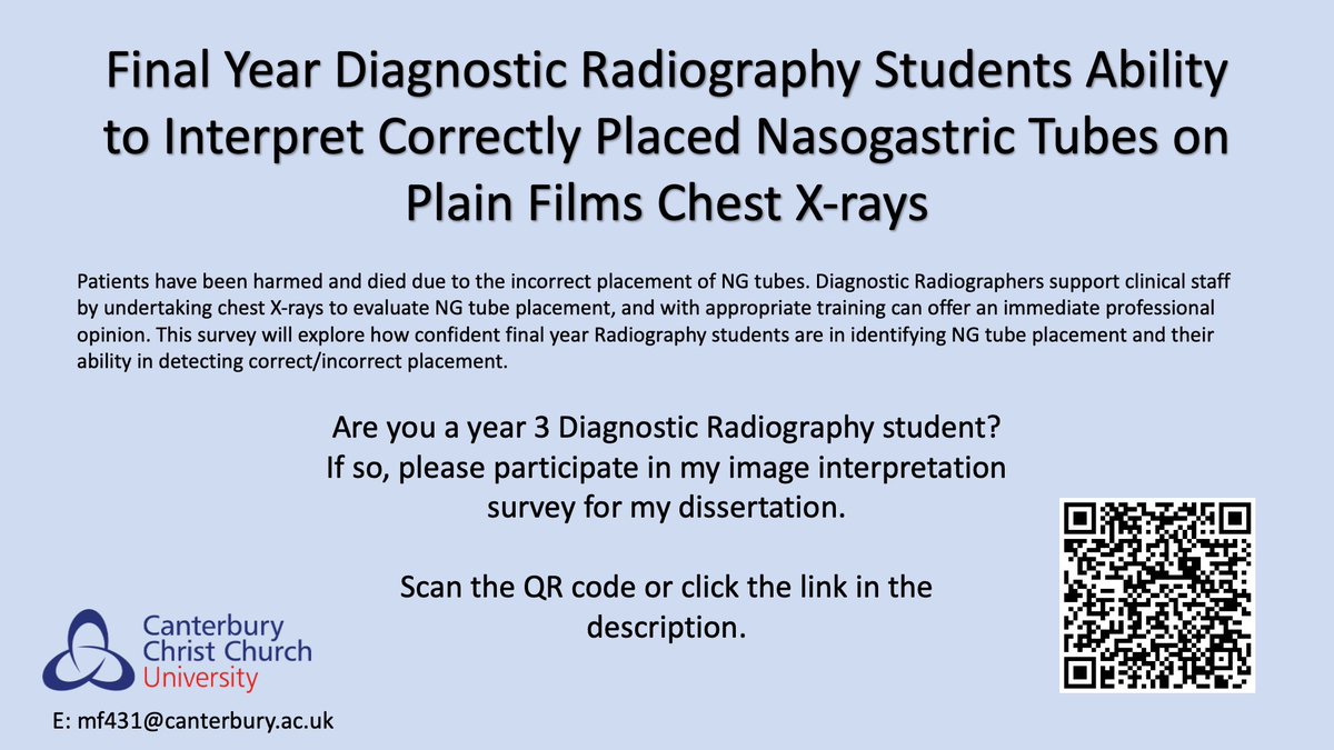 Are you a third year Diagnostic Radiography student? If so please consider completing my survey below for my dissertation! Thank you! forms.gle/zYVwrvXBRNAFQF…