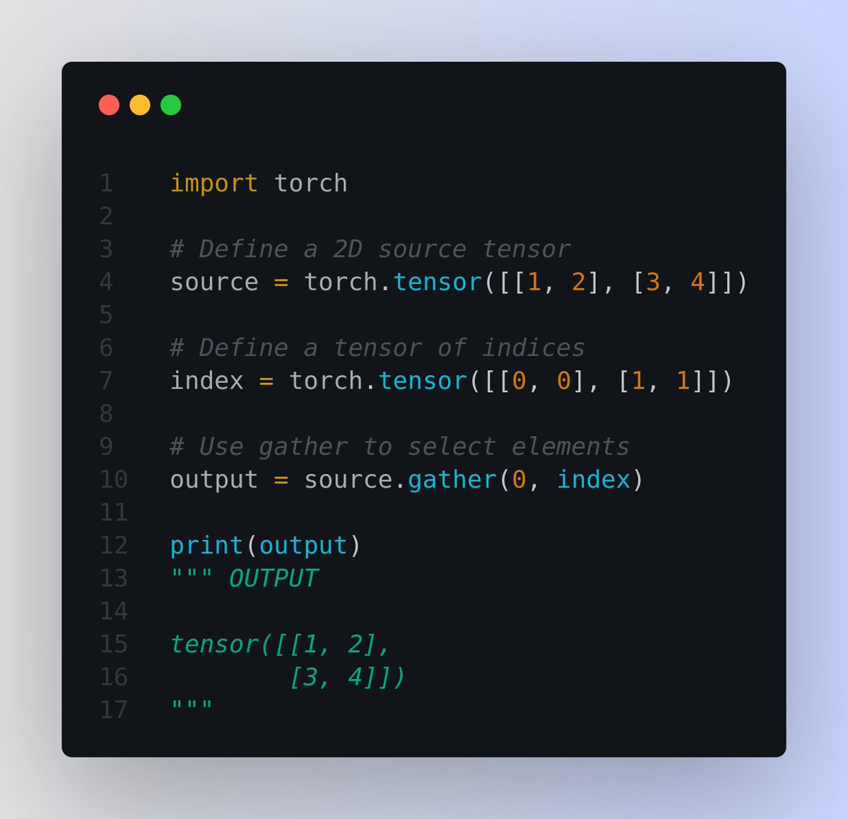 🚀In PyTorch one of the super IMPORTANT method is `torch.gather()` - its ...