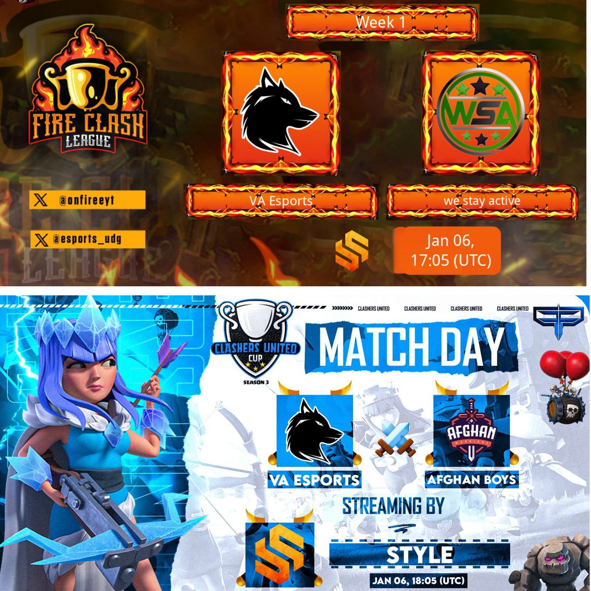 🟣 LIVEEEEEEE!

MARATÓN de GUERRAS! 😍

🏆 IC | FCL | CUC 

✅ NAVI 🆚 TTP ESPORTS
✅ EARLY ATTAX 🆚 NAVI
✅ NAVI 🆚 EARLY ATTAX
✅ VA ESPORTS 🆚 WSA
✅ VA ESPORTS 🆚 AFGHAN BOYS

TODO el MUNDO para DENTRO! +6H STREAM! ❤

📺 twitch.tv/style_coc