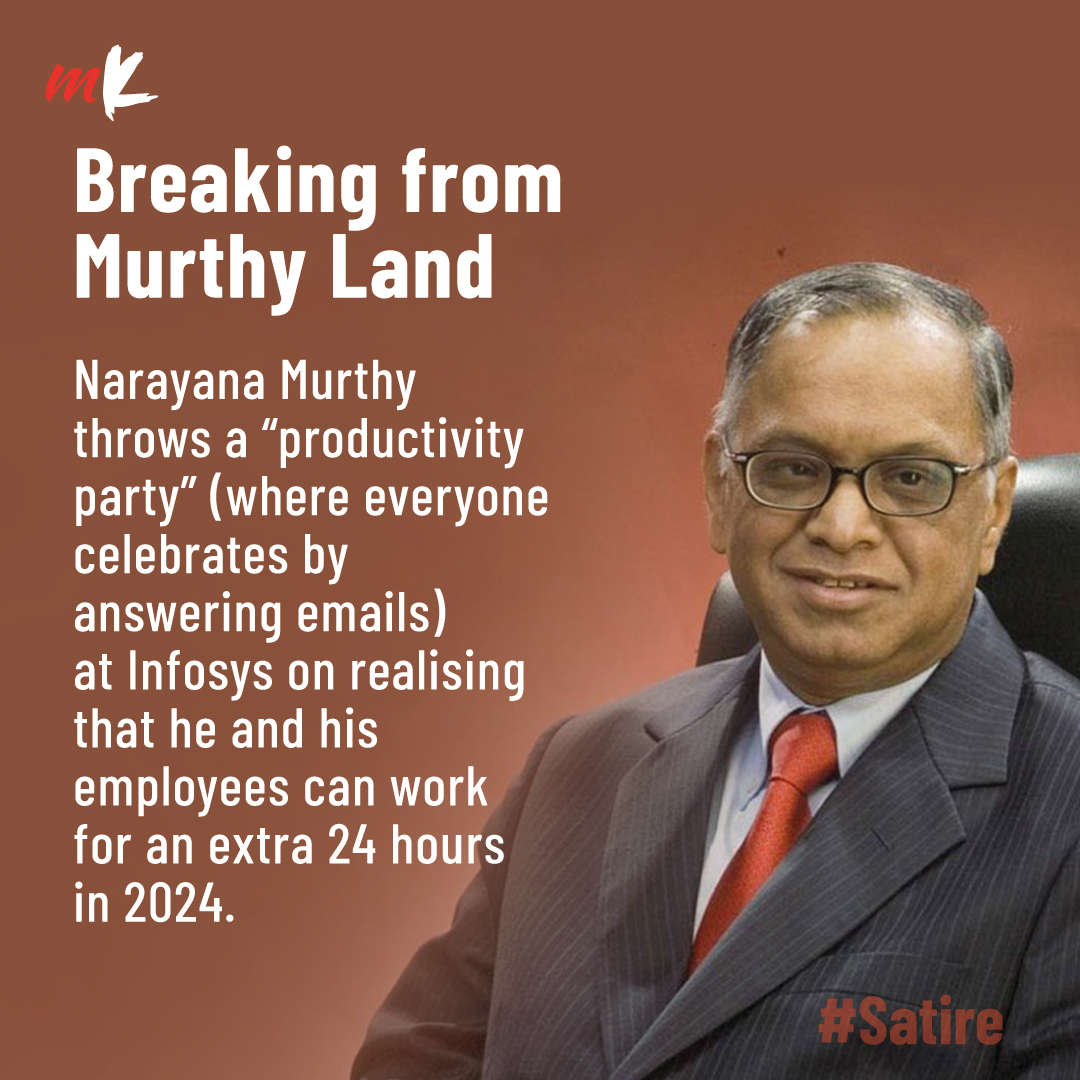 #Satire: #MyKolkata previews 2024, tongue firmly in cheek. Featuring Narayana Murthy's 'productivity party', Ananya Panday's Instagram syndrome, Mark Zuckerberg's new achievement and more. Read here: telegraphindia.com/my-kolkata/lif… #TWTSHB #TheWeekThatShouldHaveBeen #Humour