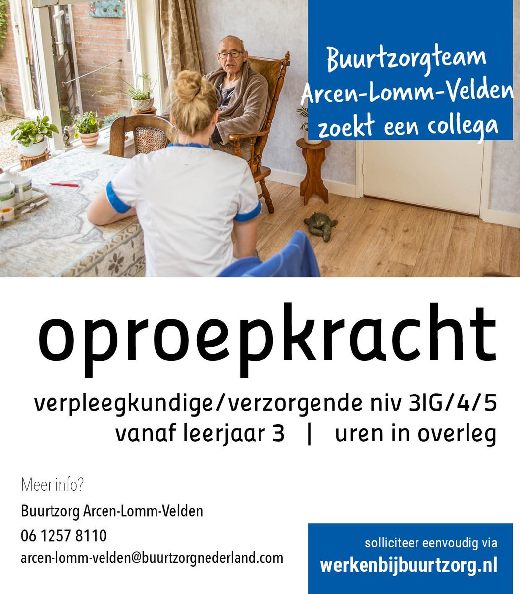 buurtzorg's tweet photo. Buurtzorg Arcen - Lomm - Velden is op zoek naar een fijne collega! Solliciteer eenvoudig via https://t.co/NayOidFpPb
#Buurtzorg #ARVCEN #LOMM #VELDEN #hartvoordezorg #wijkverpleegkundige #verpleegkundige #thuiszorg  #ureninoverleg #werkenbijbuurtzorg #zelfsturing https://t.co/PDeURiXcHR