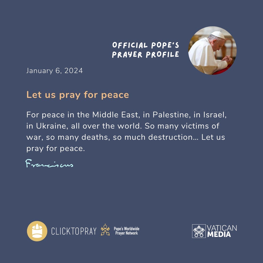 🙏 Pope’s prayer profile We #PrayTogether with @pontifex Let us pray for peace clicktopray.org/pope