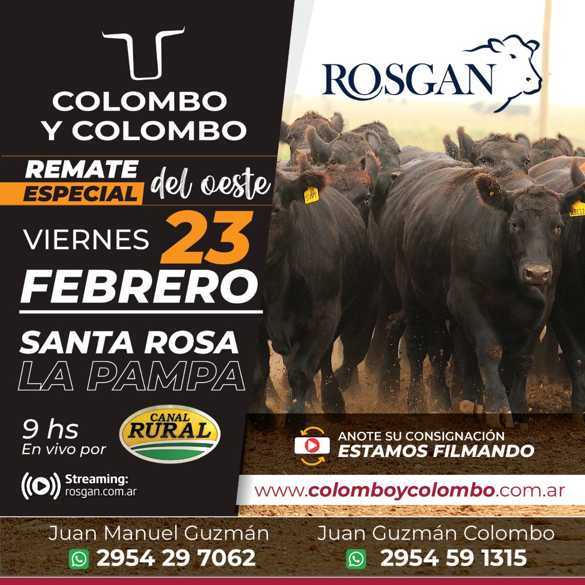 cyc_oficial's tweet photo. 🔨 #HayRemate Especial del Oeste desde Santa Rosa - #LaPampa 
📅 Viernes 23 de #febrero, 9 hs
En vivo desde @elrural - Streaming desde @rosgan_bcr 

𝐃𝐞𝐬𝐜𝐮𝐛𝐫𝐚 𝐧𝐮𝐞𝐬𝐭𝐫𝐨 𝐧𝐮𝐞𝐯𝐨 𝐦𝐚𝐫𝐤𝐞𝐭𝐩𝐥𝐚𝐜𝐞
https://t.co/16U9JGBUK4

#ColomboyColombo #ganaderia #Rosgan https://t.co/aB2XmKrDgR