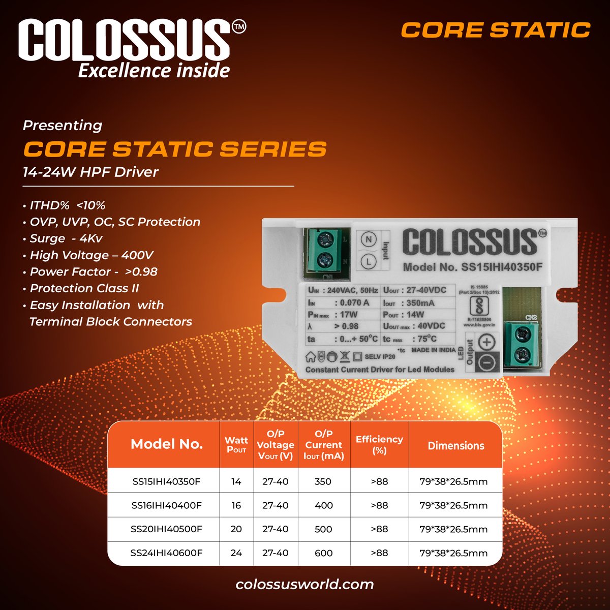 lumens_tech's tweet image. Introducing the Colossus Static Series 14-24W HPF Driver – Setting new standards in lighting technology! 💡🚀

#Innovation #LightingTech #ColossusTech #IlluminateTheFuture #PowerEfficiency #LightingSolutions #CuttingEdge