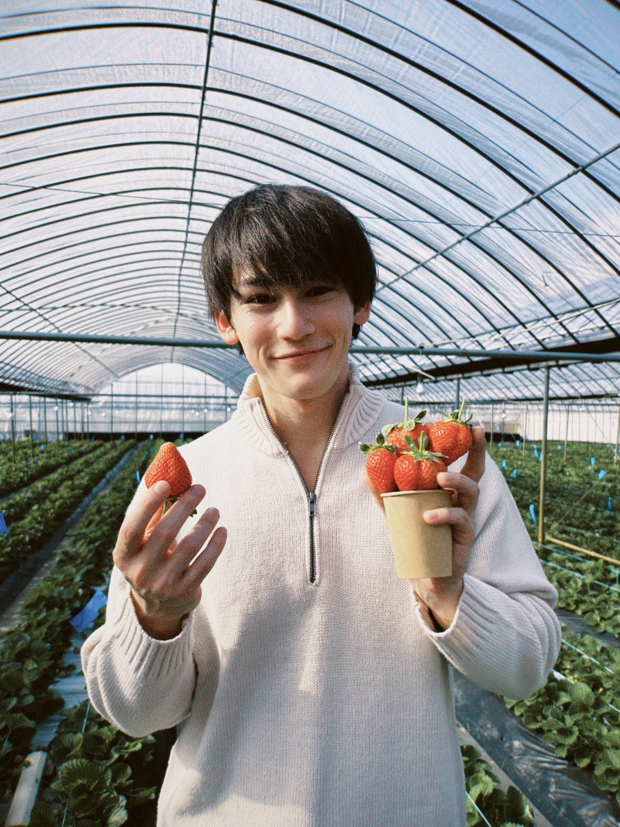 PerthNakhun's tweet photo. 人生初のいちご狩り🍓 https://t.co/29PEdSYLmf
