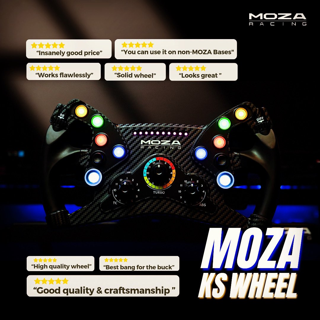 moza_racing's tweet photo. Join the fun of GT racing right from the comfort of your home with the awesome KS wheel!

https://t.co/26HAyZfVHs

#mozaracing #simracing #racing #moza #mozaks #GTwheel #openecosystem #instock https://t.co/mYazwO6Gjd