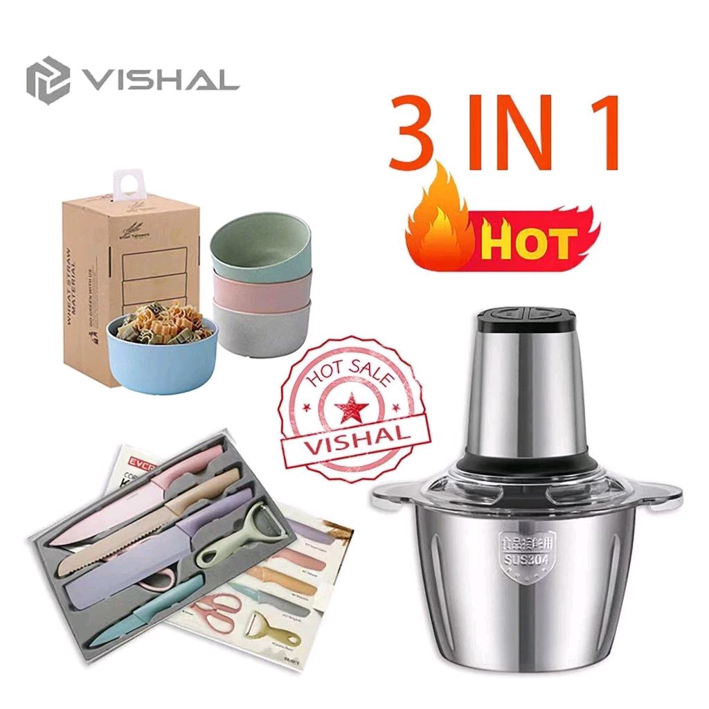 martadonesa's tweet photo. Cek VISHAL Combo 3IN1 (COD) Stainless #Blender Daging #Penggiling +1Set Pisau + 4Pcs #Mangkuk Set dengan harga Rp105.000. Dapatkan di #shopeehaul sekarang! https://t.co/Q7UO2Qwm04 #ShopeeID https://t.co/LbPzVTyy4r