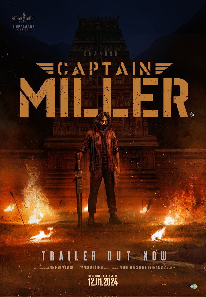 #CaptainMilIer what a blast 💥 Absolutely terrific @dhanushkraja sir & @SathyaJyothi 🥳🥳🥳 #CaptainMillerTrailer