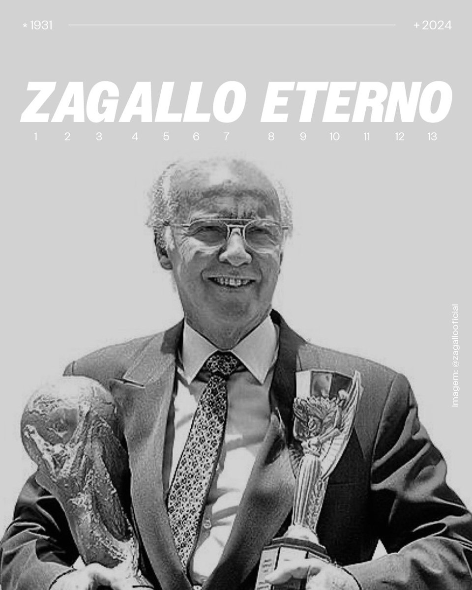 Na camisa amarela, cinco estrelas. Na eternidade, brilha quem abriu caminho para cada uma delas.

Não à toa, ele imprime seu maior legado em 13 letras: O TETRACAMPEÃO.

Mario Jorge Lobo Zagallo, um gigante que marcou seu nome na história do esporte.