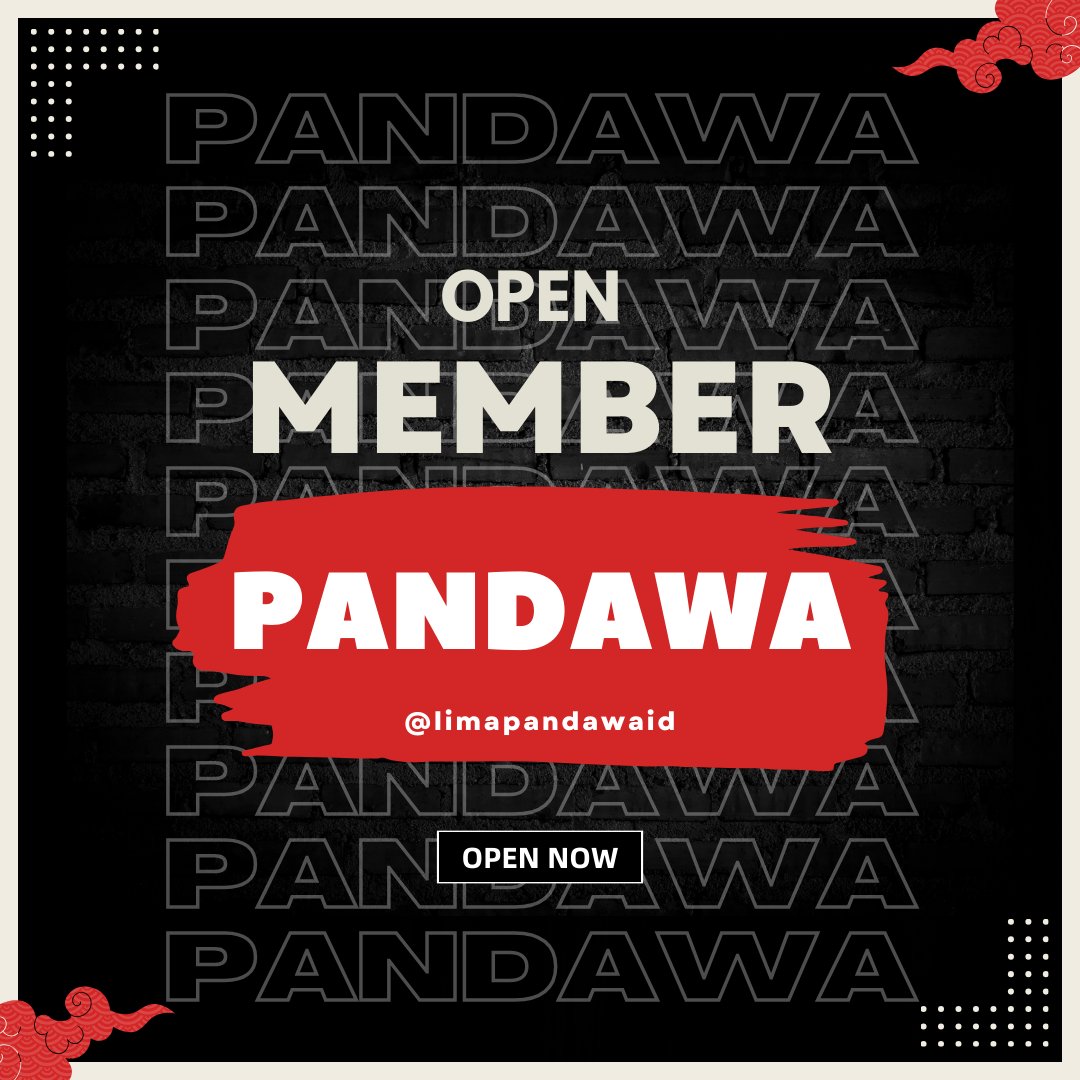 PANDAWA OPEN MEMBER. 

hai semuanya, pandawa lagi open member nih, buat teman-teman yang mau join, silahkan rep dan follow base ya, siapapun yang aktraktif, paling berisik, rajin menabung, tidak sombong dan bisa pargoy, bakal kita angkut tanpa terkecuali. sampai jumpa di GDM.