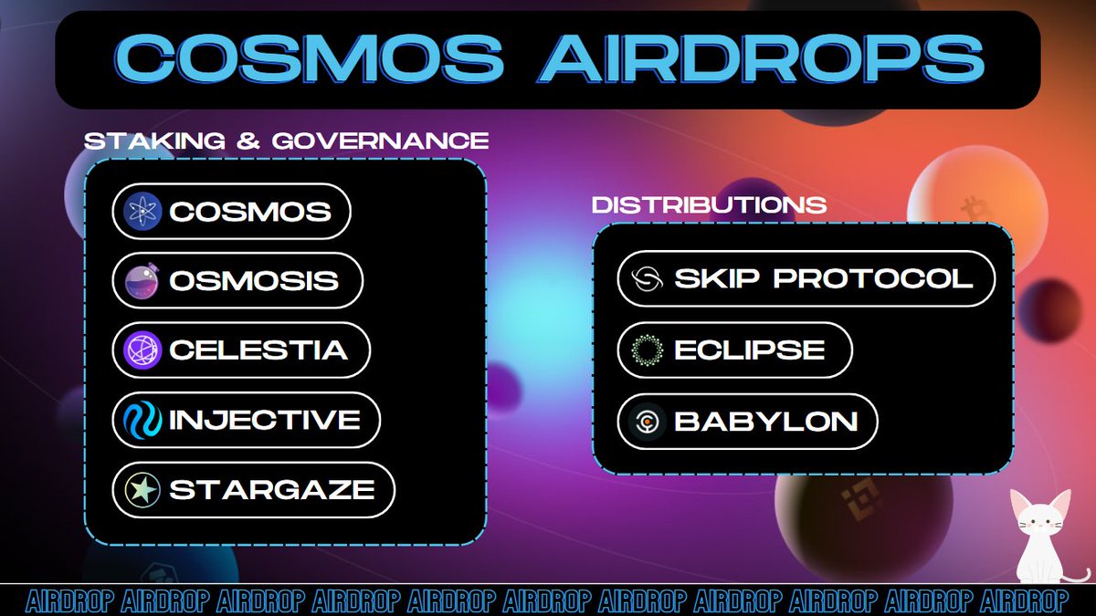 leshka_eth's tweet photo. $TIA distributed up to $100,000 to its node runners.
$NETA airdrop was worth $30,000 for 1 on-chain vote.

Cosmos Ecosystem is a HIDDEN gem of easy-to-get 🪂 airdrops.

I analyzed all ecosystem projects (100+) and here's How to get your next $10,000+

🧵🔽: https://t.co/FohwTf9JzJ