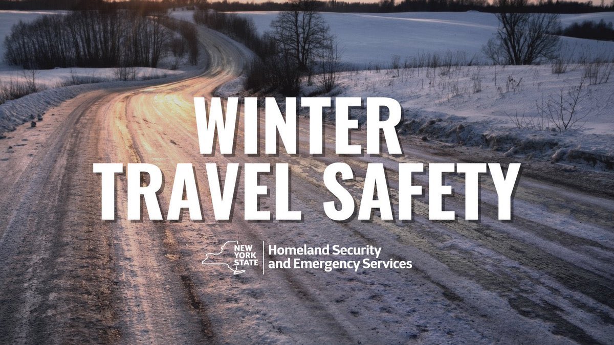 NYSDHSES's tweet photo. Road conditions are expected to be slippery and hazardous later this afternoon into tomorrow for several regions of the state.

▶️ Avoid any unnecessary travel
▶️ If traveling, check road conditions beforehand: https://t.co/3S0JtINbFT
▶️ Remember, ice &amp; snow, take it slow! https://t.co/qND0EBg17C