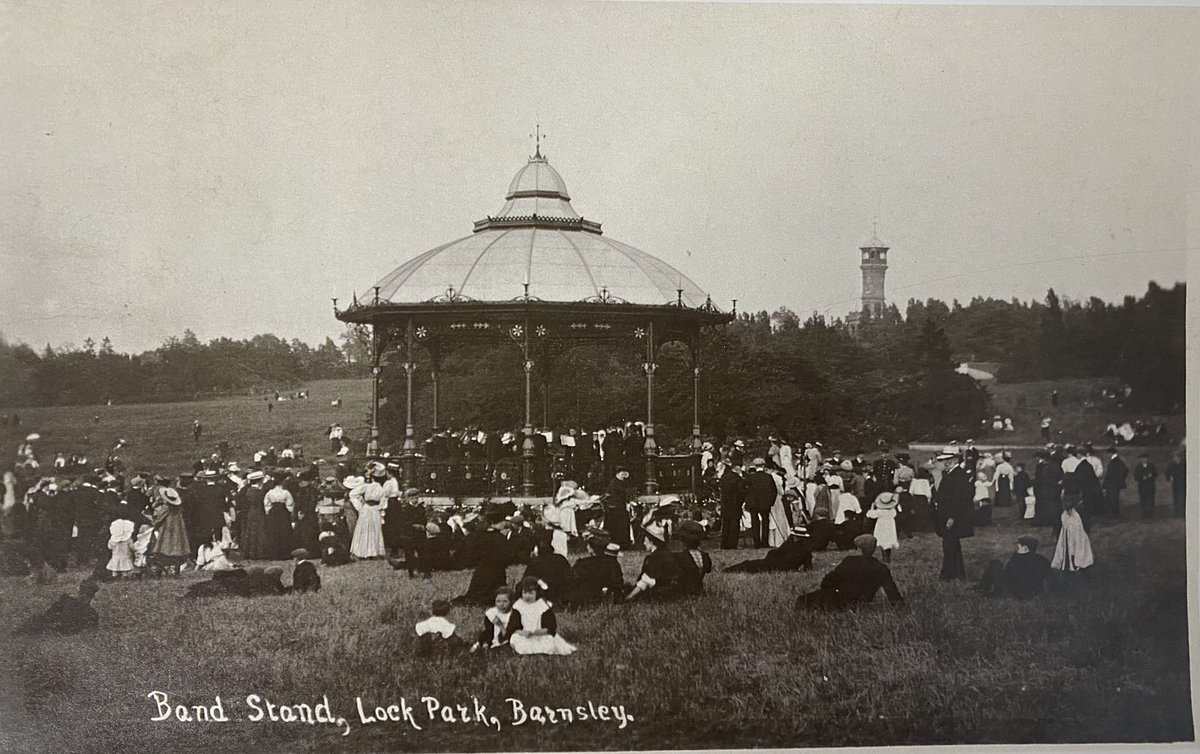 Maybe our Edwardian forebears had got the right idea for summer Sunday afternoons: put on your best outfit, visit Locke Park in Barnsley and enjoy a brass band concert. Such a grand bandstand too. 
c1905.  
@BarnsArchives @BarnsleyHC1 @BarnsCivicTrust @lynnfinlay1 
#BrassBands