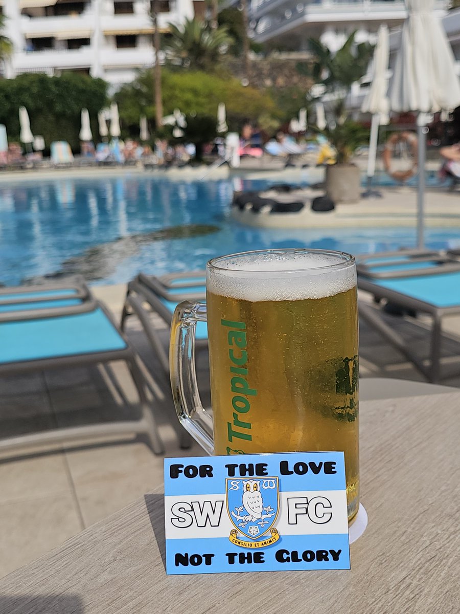 Couple o pre match pints by the pool. Soooooperb. #owls #wawaw #swfc #tenerife #costaadeje