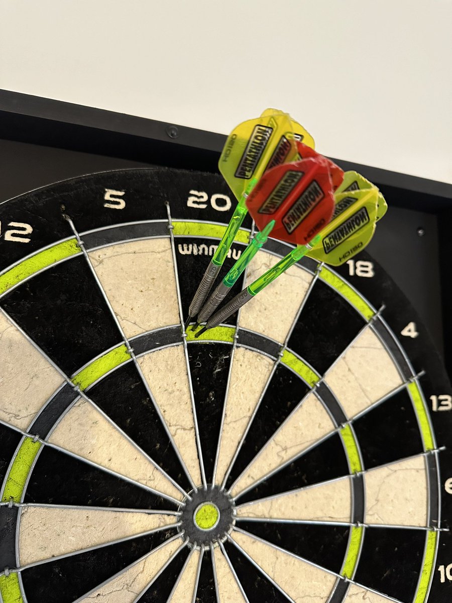During my little practice session today we finally hit the 1st 180 on the new board! #OneEighty #Darts