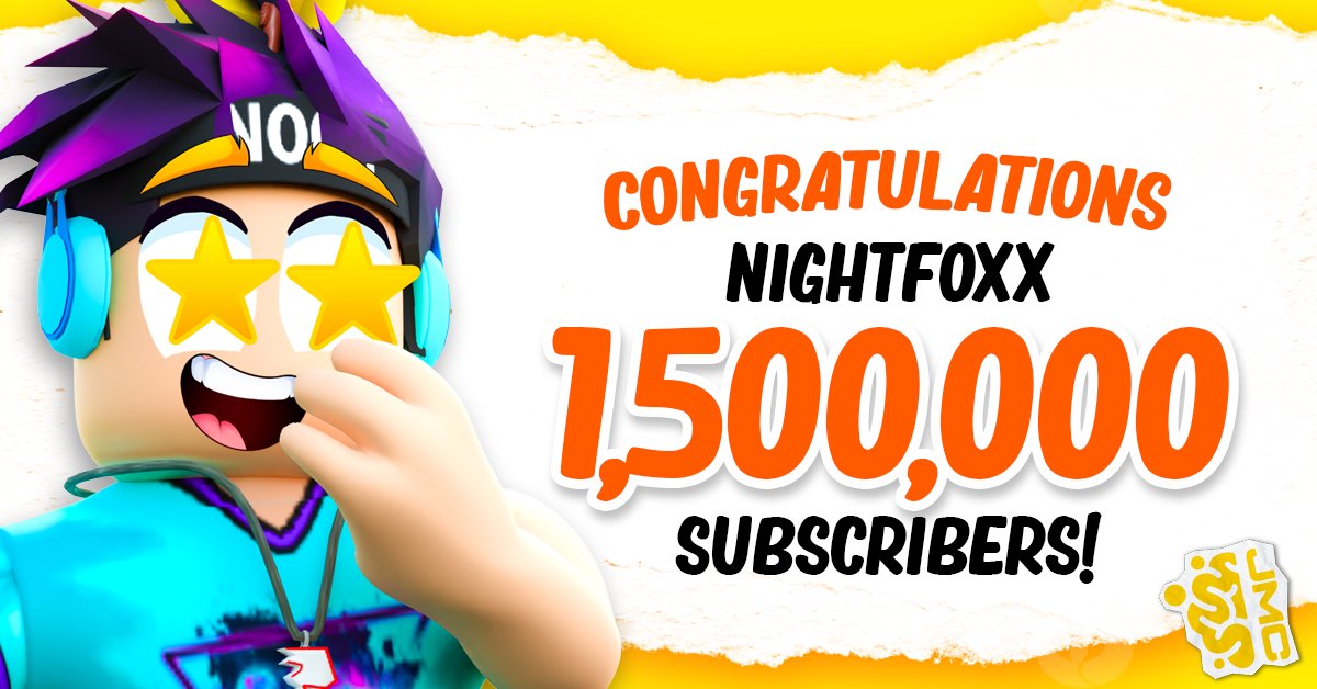 1,500,000 Subscribers for <a href="/nightfoxx/"></a> 

Been smashing it the past month with some of the highest quality Roblox video on YouTube 📈

Now onto 2M!