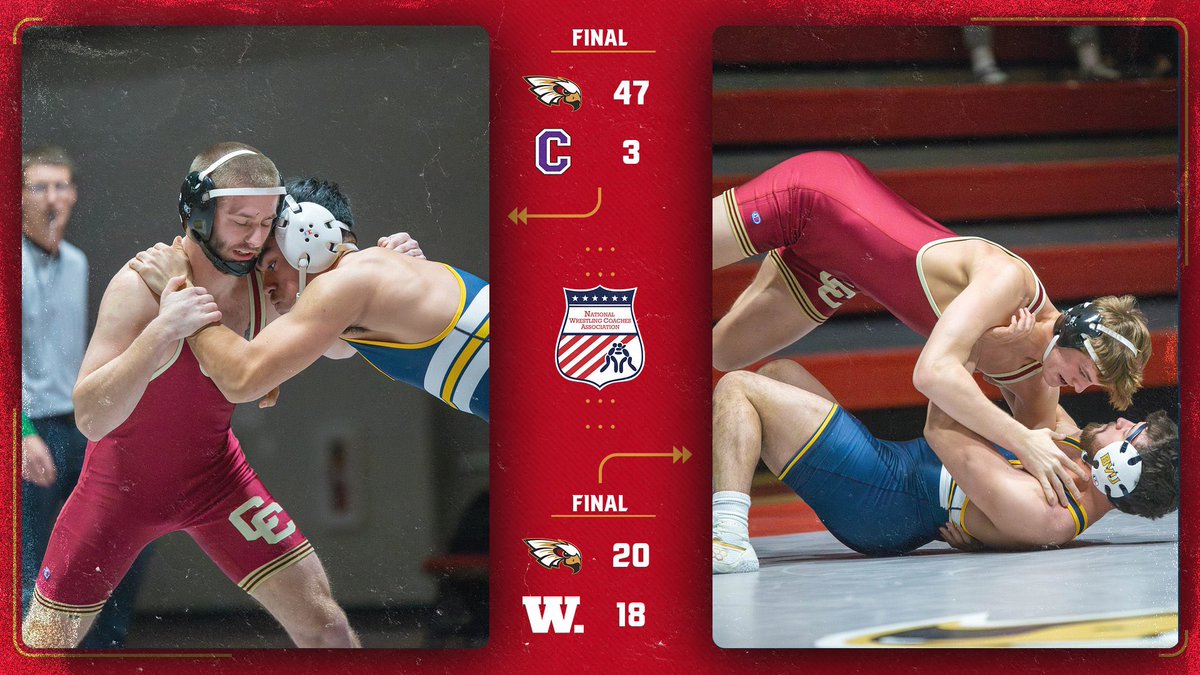 CoeAthletics's tweet photo. Picked up ✌️ wins last night! 

@KohawkWrestling responded from its opening-round loss at the @nwcawrestling duals, defeating Cornell &amp; #15 Wabash! 

Coe is back on the mat today at 9 AM, taking on #17 UWW with the winner advancing to the 5th-place match. 

#KohawkNation https://t.co/KnP2ABozad