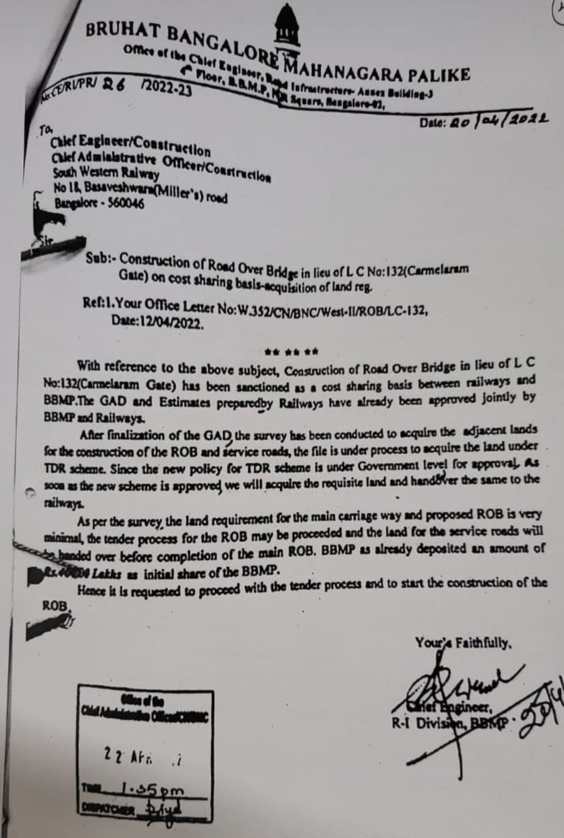 ChristinMP_'s tweet photo. Work on the ROB at Carmelaram has been halted due to delays in land acquisition by BBMP.

@BBMPCOMM @BBMPAdmn @SWRRLY @drmsbc https://t.co/F6k6rSB5ki
