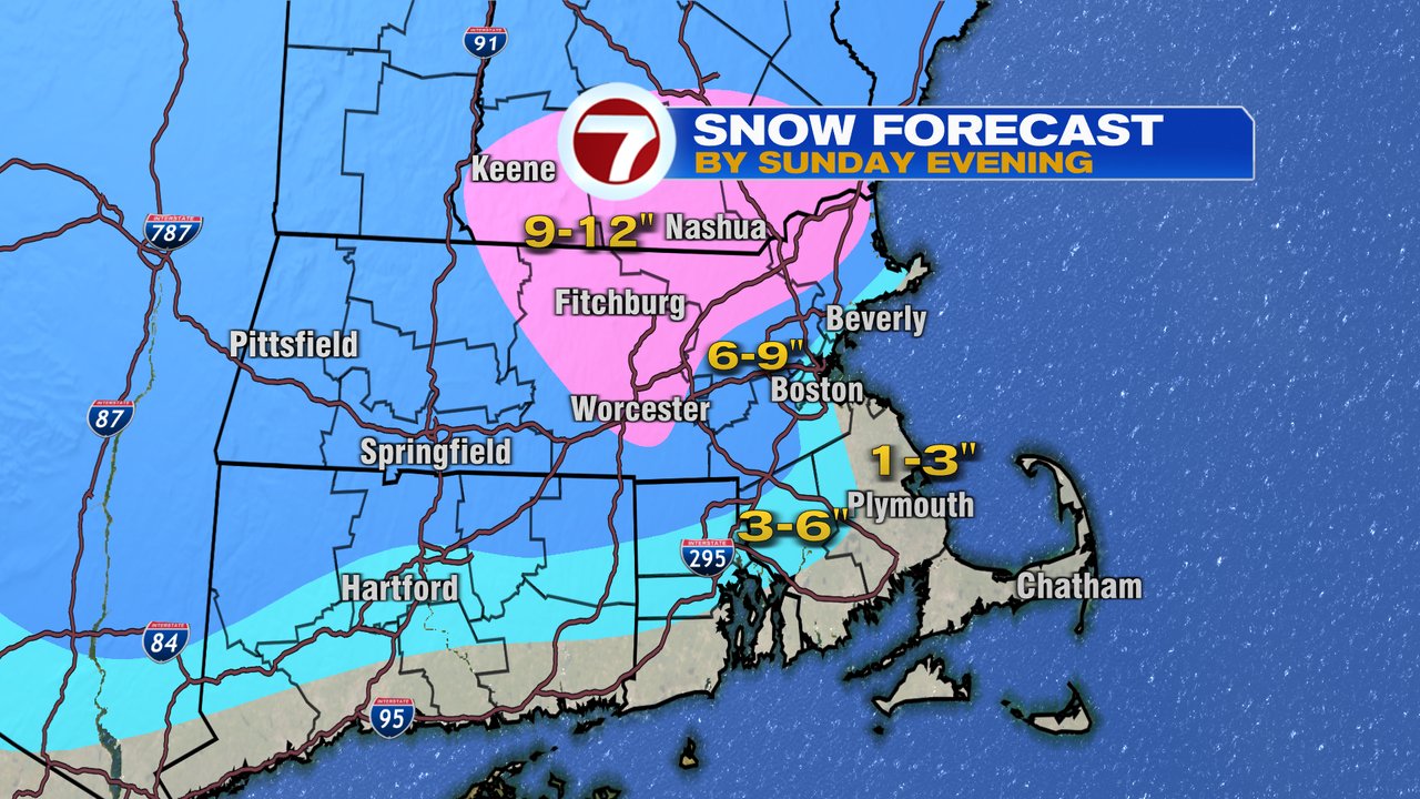 Six Boston Snow Maps Predictions for Snowstorm on Sunday, January 7, 2024 [01/06/24]