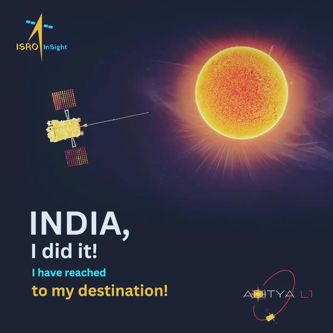 ombijarniabjp's tweet image. भारत ने दुनिया को बोला सूर्य नमस्कार!
ISRO के पहले सौर मिशन आदित्य एल-1 ने रचा इतिहास।

सोलर मिशन के तहत इसरो की ओर से भेजे गए आदित्य-L1 आज शाम करीब चार बजे के आसपास 
अपने गंतव्य स्थान एल-1 प्वाइंट पर पहुंच गया है। 

#aadityal1 #isro #isromissions #sunmission