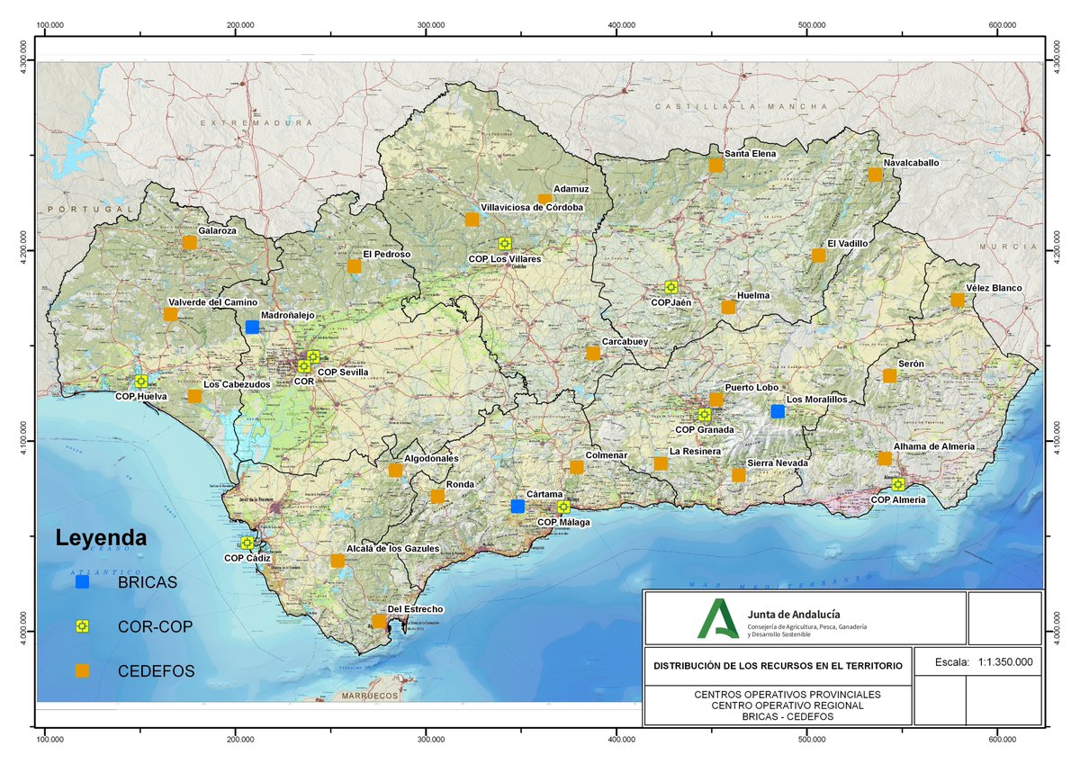 Plan_INFOCA's tweet photo. 🌳 Protegemos tu #EntornoNatural desde su propio corazón. Por toda #Andalucía, hoy también, tienes a nuestro personal dispuesto a actuar ante cualquier aviso que se reciba en nuestros centros: 1 #COR, 8 #COP, 3 #BRICA y 23 #CEDEFOS.
Si los necesitas, 📲 avisa llamando al 1-1-2. https://t.co/28mhvX4rcx