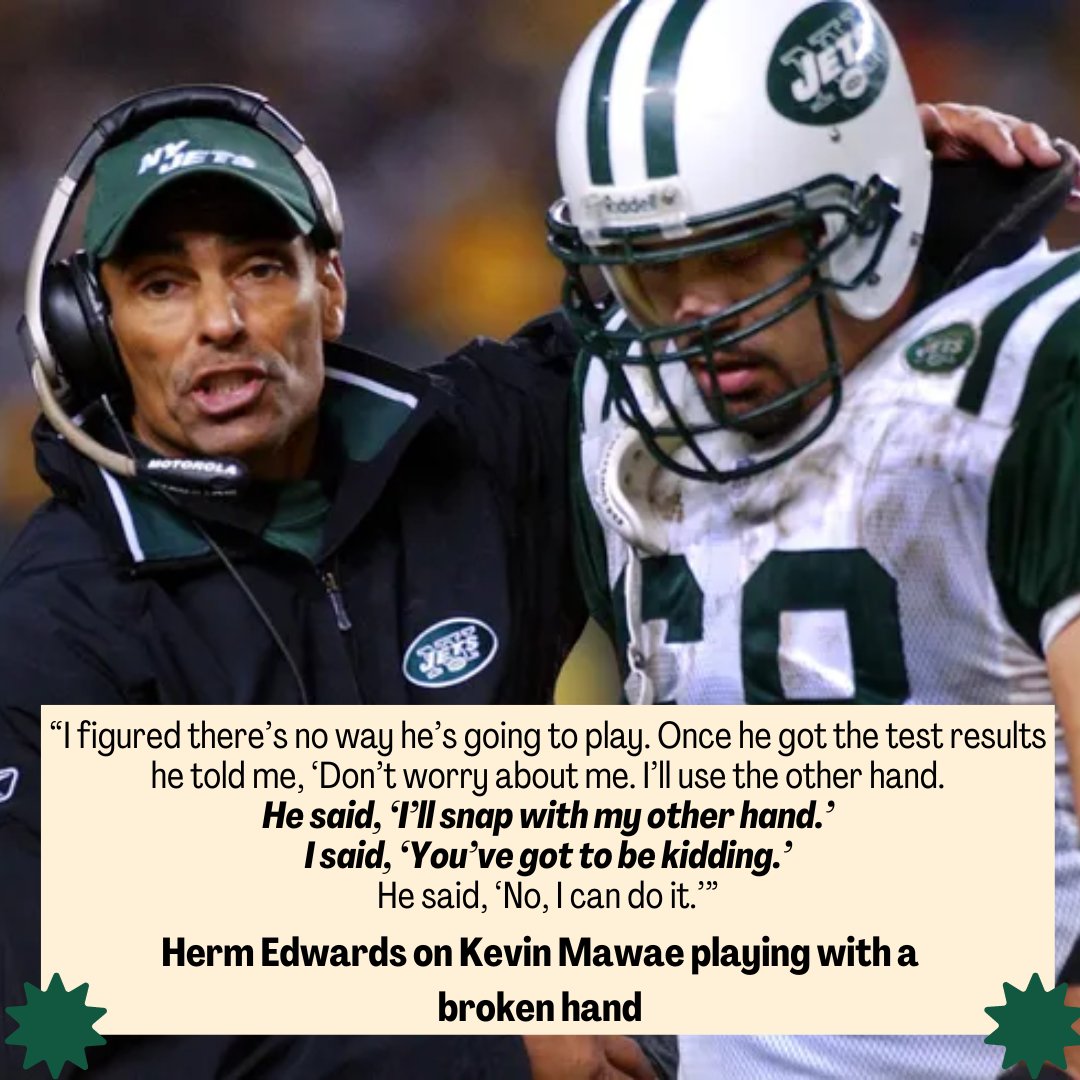 In 2004, Kevin Mawae was an all-pro center who had played 157 straight games.

But in Week 2, he broke his right hand; the hand he used to snap the ball.

His position coach thought he'd be out for weeks. He asked him, "What're you going to do?"

Kevin said, "What are you talking