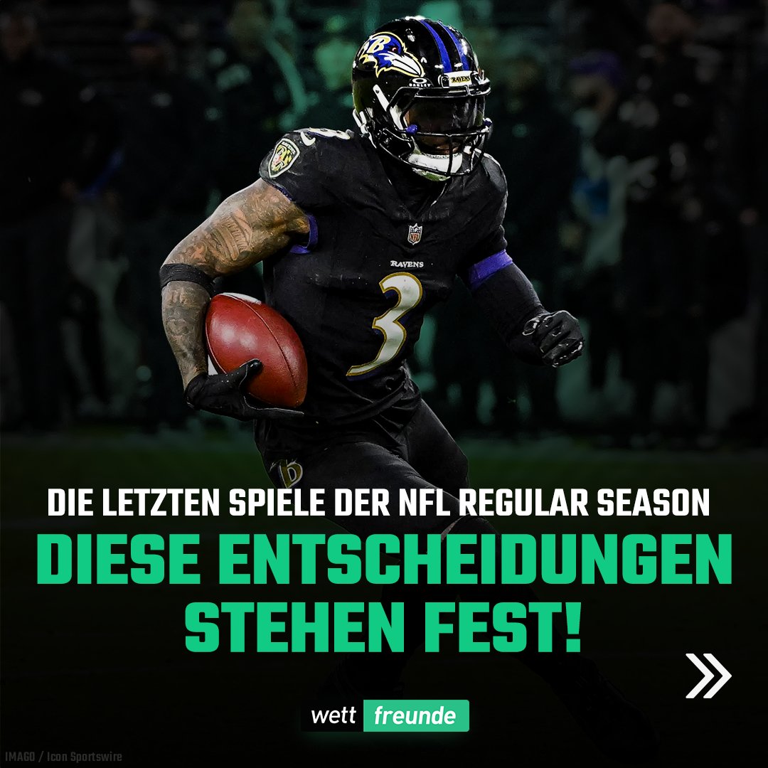 wettfreunde's tweet photo. Crunchtime in der NFL: Der letzte Spieltag der "Regular Season" 🏈

Diese Teams sind bereits qualifiziert. 👉

#nfl #football #sports #nflfootball #wettfreunde #prognose https://t.co/s18SShAlO1