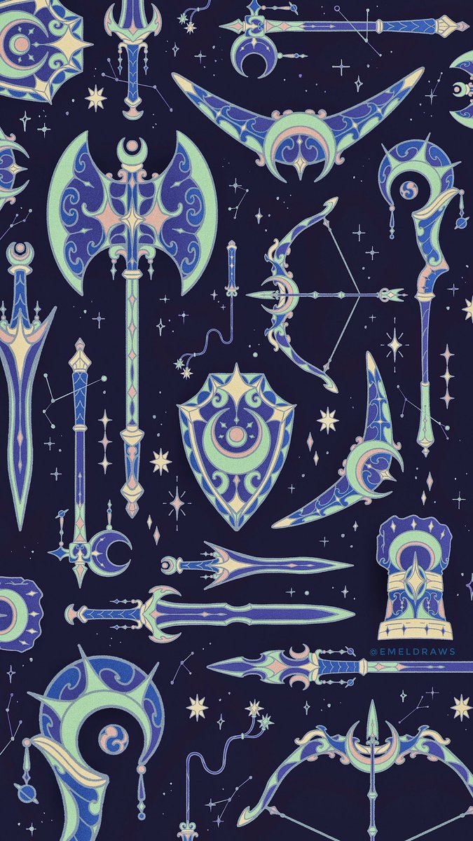 Thanks for the love on my recent weapon drawings! I made phone wallpaper versions for those interested ✨