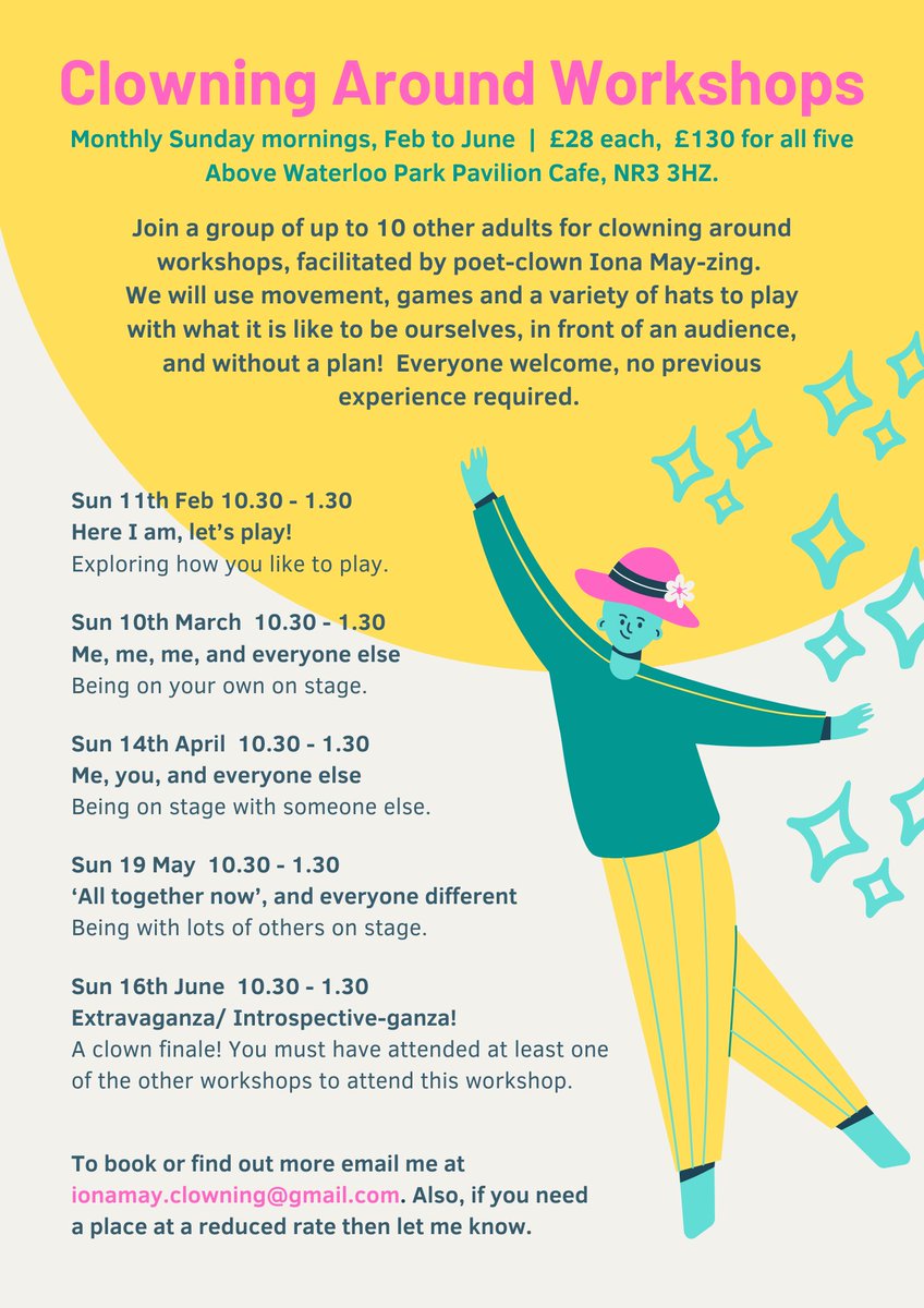 I'm hoping to bring some playfulness to 2024, if you are too then you might be interested in my clowning around workshops in Norwich!