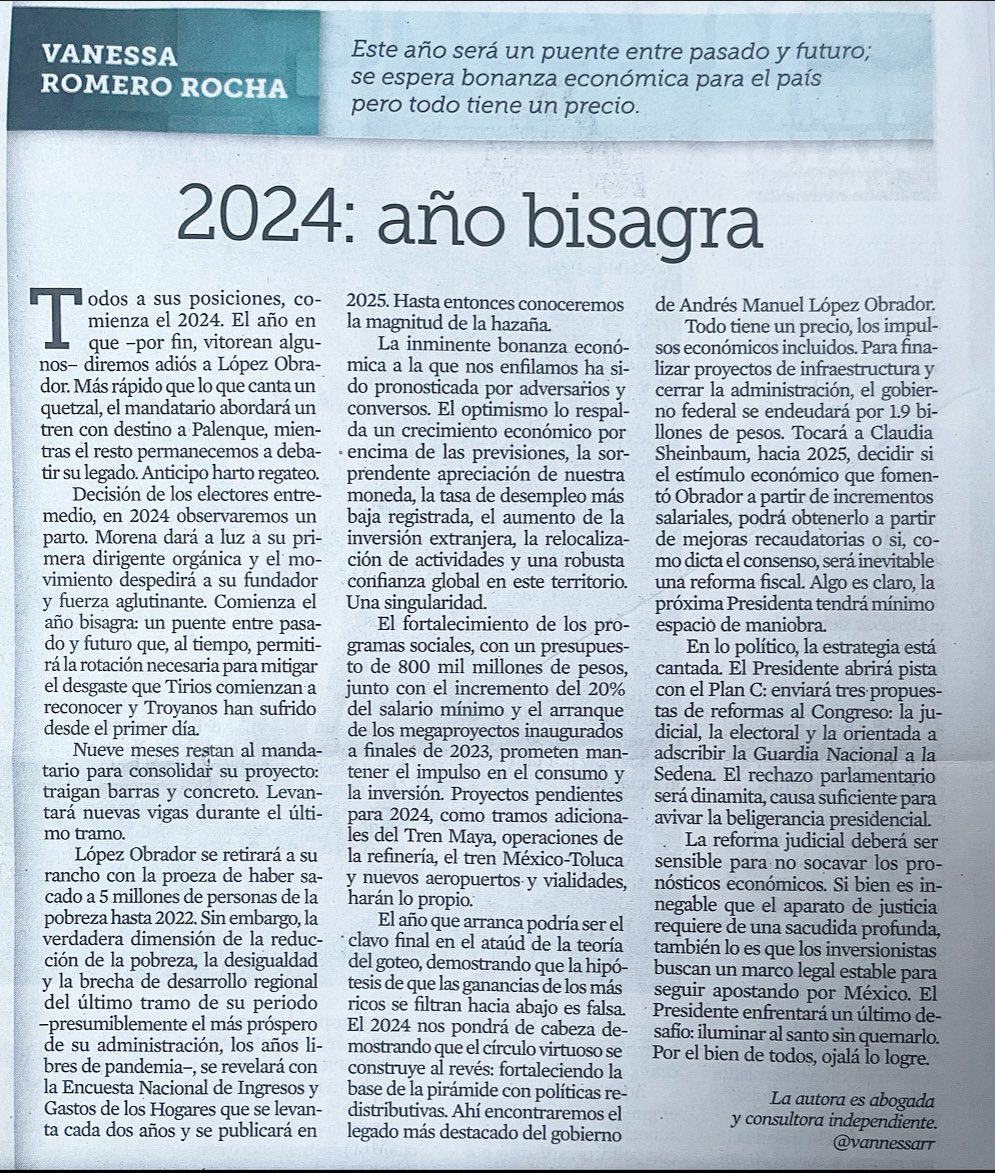 “Más rápido que lo que canta un quetzal, <a href="/lopezobrador_/">Andrés Manuel</a> abordará un tren con destino a Palenque, mientras el resto permanecemos a debatir su legado. Anticipo harto regateo”.

Hoy <a href="/Reforma/">REFORMA</a> da una muestra de apertura a voces diferentes. Aprecio el espacio.