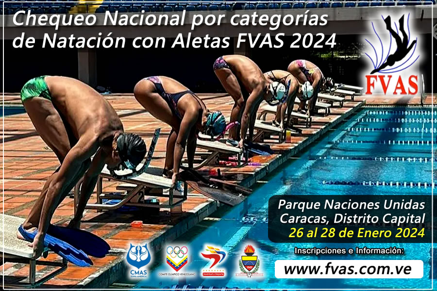 Chequeo Nacional por categorías de Natación con Aletas FVAS 2024
fvas.com.ve/chequeo-aletas…