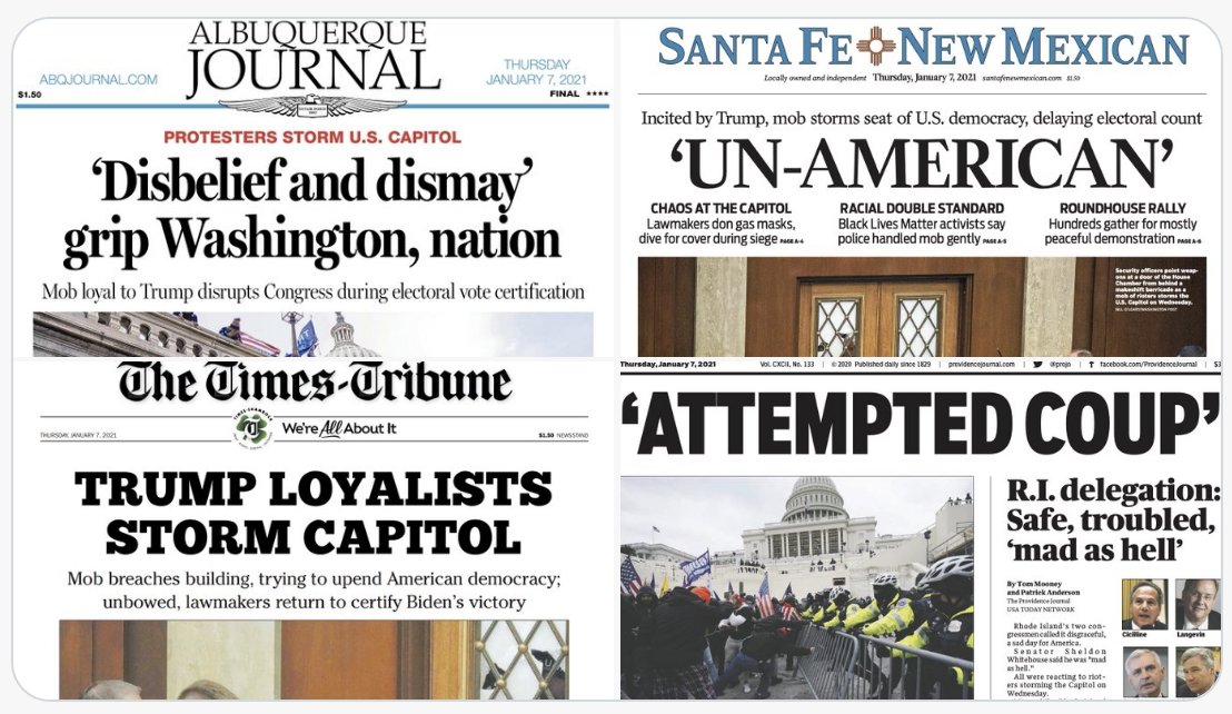 Worth recalling the front pages after Jan. 6, 2021👇