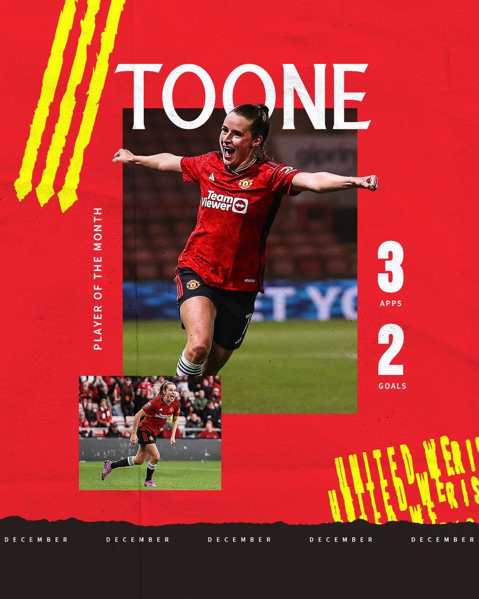 ManUtdWomen's tweet photo. Your December Player of the Month 🙌

⚡️ @EllaToone99

#MUWomen https://t.co/UJHOAZpTYy