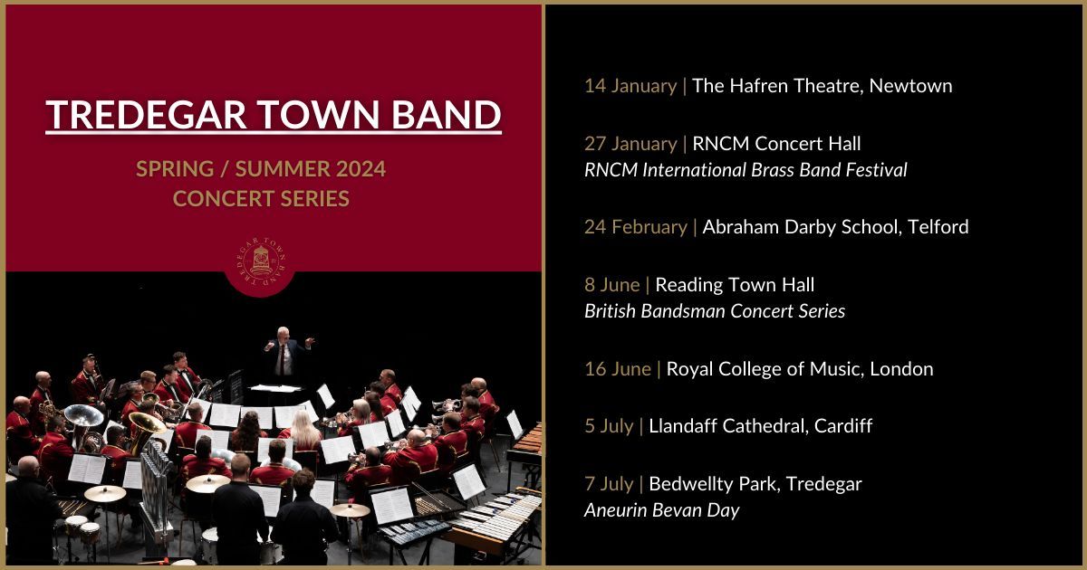 🎺 SPRING / SUMMER CONCERT SERIES 2024 🎺 We have an exciting range of concerts coming up over the spring and summer months, starting at @Hafren_Newtown next weekend! Details and ticket information can be found at our website: tredegartownband.co.uk #BrassBand #Concerts