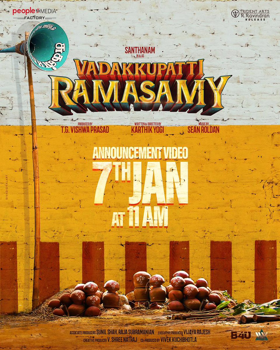 Update kettavargaluku!!!! Naalai kaalai 11 manikki… Get Ready🔥🔥🔥   #VadakkupattiRamasamy   @iamsanthanam @akash_megha @peoplemediafcy @vishwaprasadtg @vivekkuchibotla @nuttypillai  @negativespace04 @EditorShivaN @RSeanRoldan #Rajesh @sherif_choreo @MaheshMathew