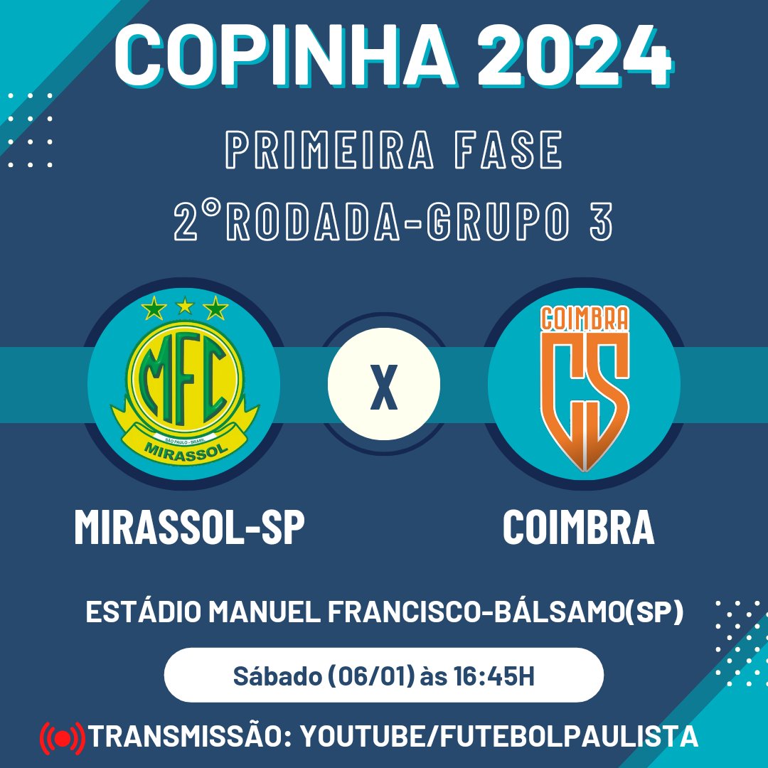 mineiromodulo2's tweet photo. DIA DE JOGO🏆⚽

Hoje tem mineiros na Copinha 2024, confira os jogos de hoje(06/01) da 2°Rodada:

Ontem o Rondoniense/Ipatinga venceu o Lemense por 1 a 0 e segue vivo em busca da classificação. https://t.co/BKROvDiVZ2