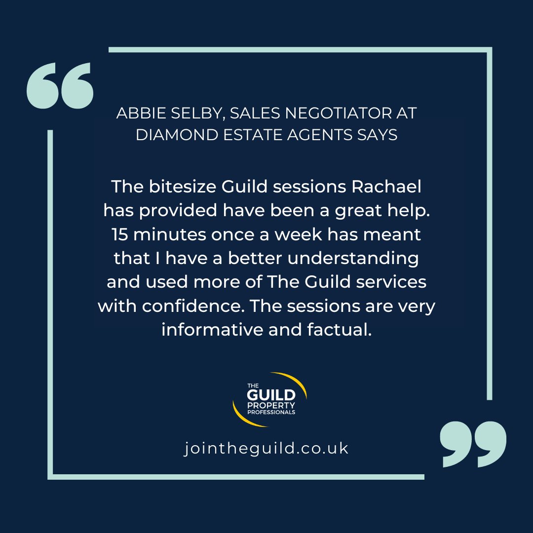 Each week, our highly-skilled Head Office team provide bite-sized training sessions available to every single Member of The Guild network across the UK. Find out how else The Guild supports it's Members &gt;&gt; bit.ly/48naccP

#theguild #estateagents #ukproperty #lettings