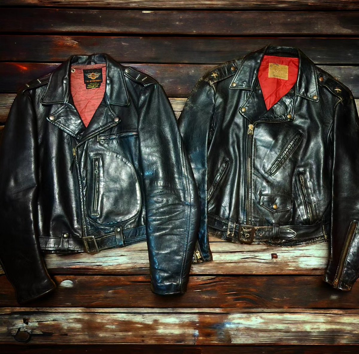 YosukeFunabashi's tweet photo. Elvis × Marlon!
#vintageleatherjacket
#cyclechamp
#durable
#elvispresley
#marlonbrando
#thewildone
#theking https://t.co/F6DC0v0W6Y