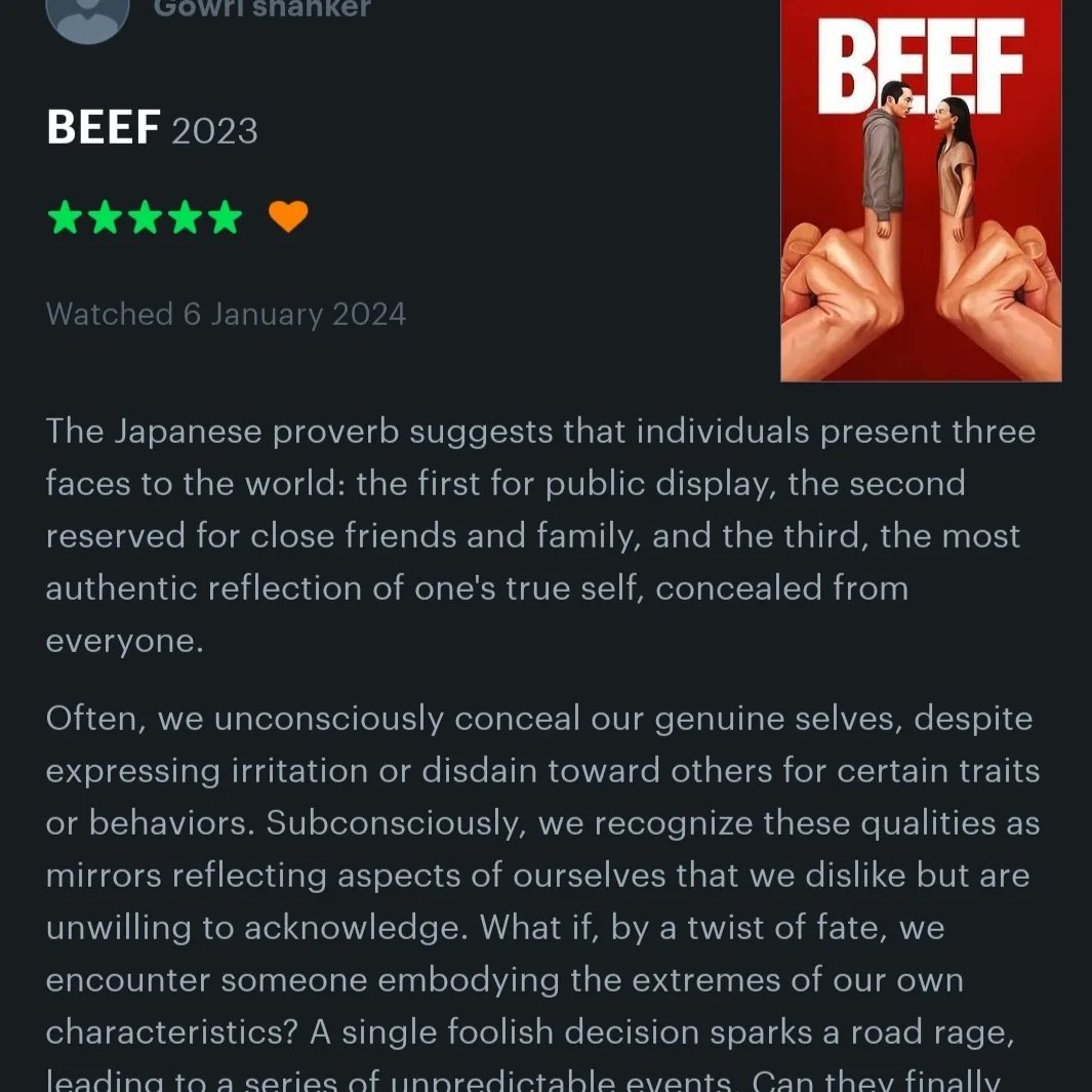 shanker2315's tweet photo. BEEF | NETFLIX
#netflix #love #series #netflixseries #movie #film #movies #strangerthings #netflixandchill #cinema #instagram #a #like #actor #netflixbrasil #lacasadepapel #edit #follow #s #memes #tv #art #netflixmovies #bhfyp #hollywood #instagood #elite #edits #explorepage https://t.co/qSdA1UfPYm