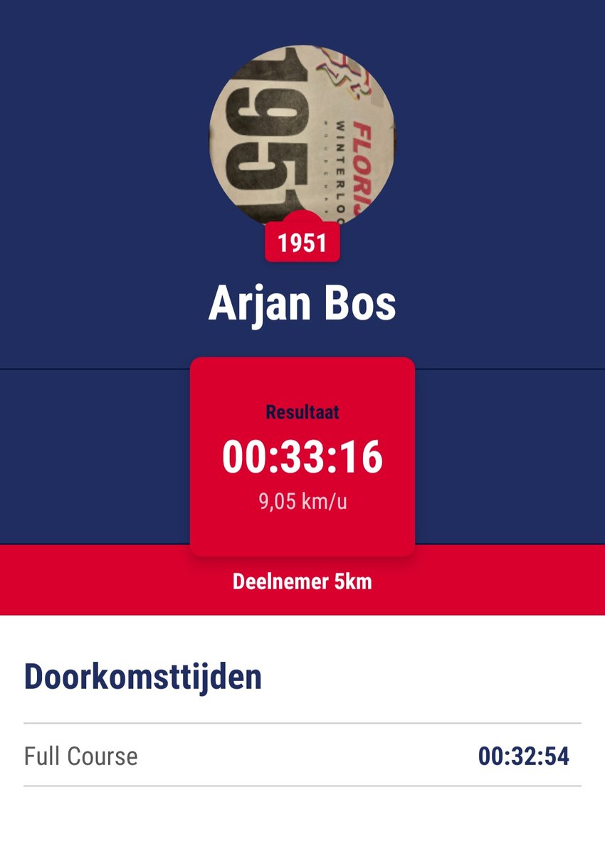 bos_arjan's tweet photo. Finished a 5KM run today in just under 33 minutes. No Olympicresult, but for my condition compared to what it was 3 years ago, I'm really happy with the result. Will try to shave off 3 minutes on next year's edition of the #FlorijnWinterloop https://t.co/LQk3CdfObK